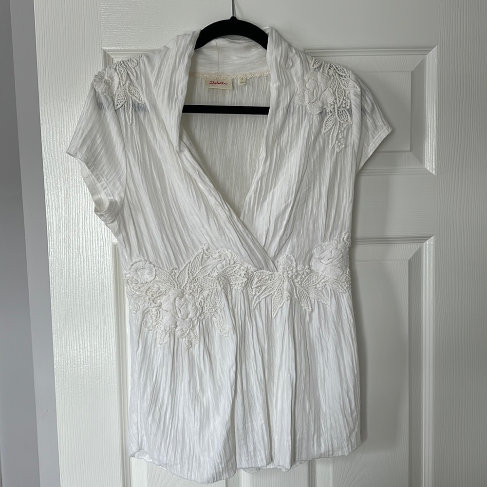 Flattering white lace top